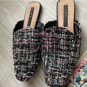 Zara Black Flats Mules